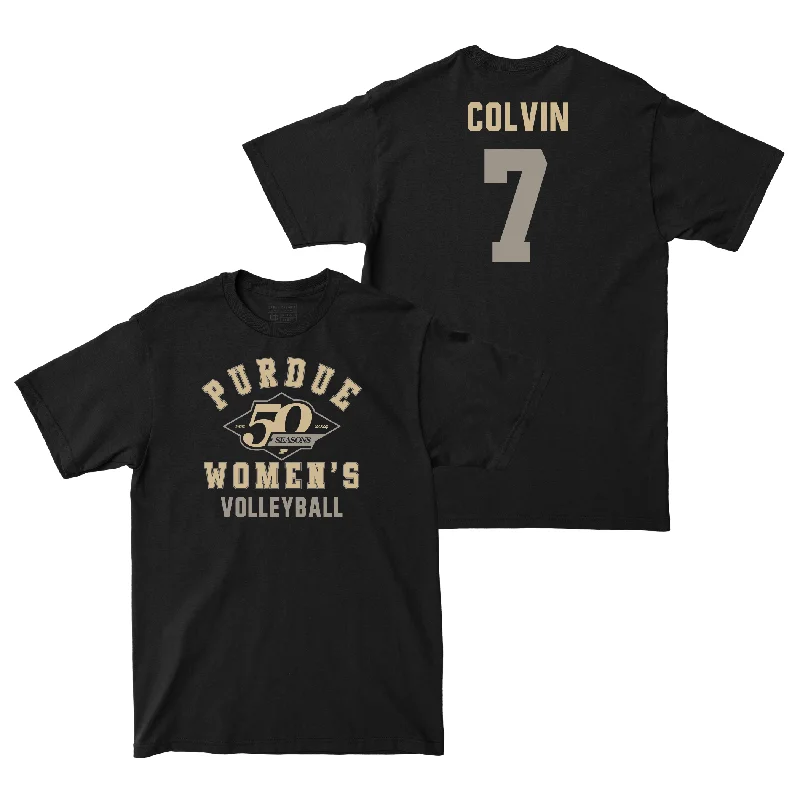 50th Anniversary Women's Volleyball Diamond Black Tee - Raven Colvin | #7