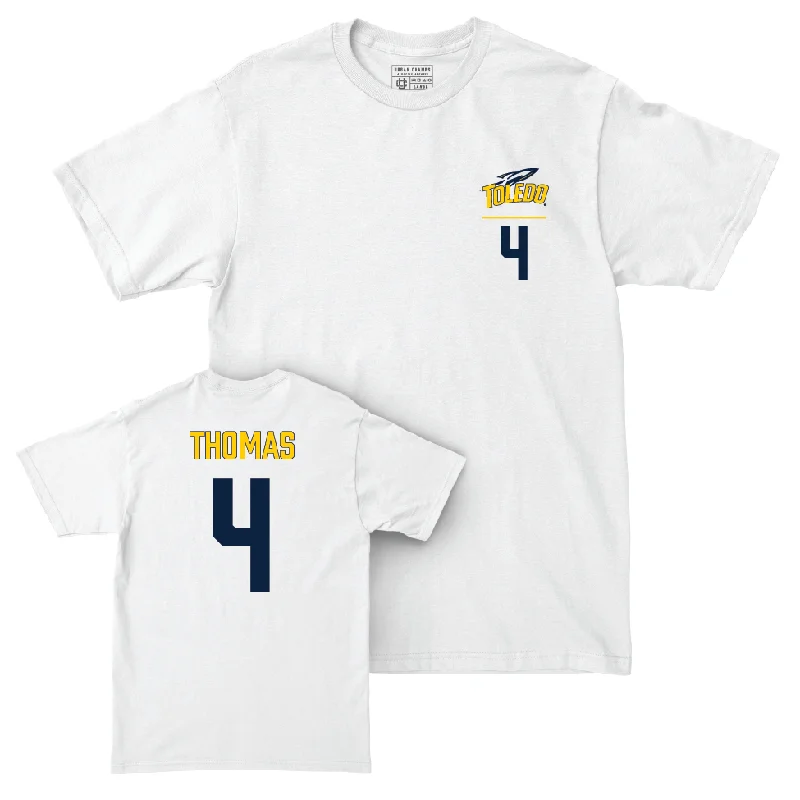 Toledo Men's Basketball White Logo Comfort Colors Tee - Xavier Thomas | #4