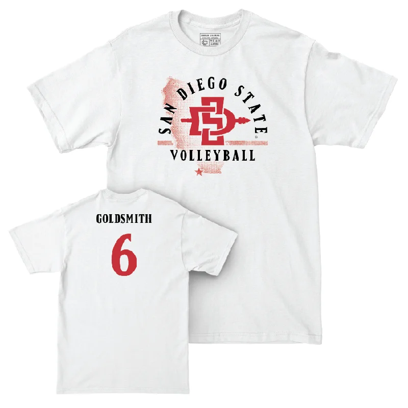 SDSU Women's Volleyball White State Comfort Colors Tee - Jordyn Goldsmith #6