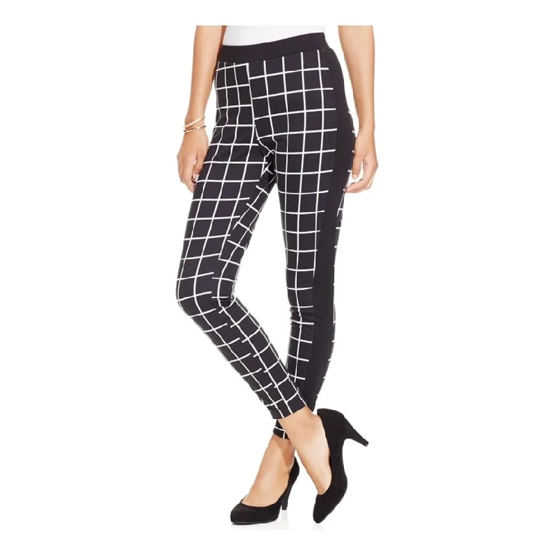 Material Girl Womens Printed Tuxedo Casual Trouser Pants, Black, Small