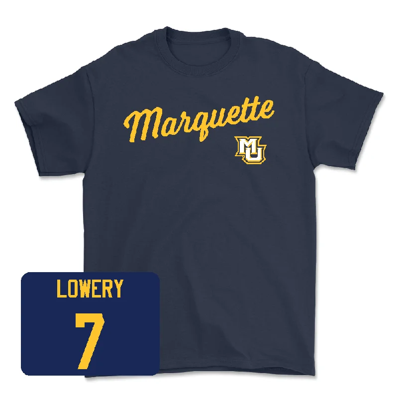 Navy Men's Basketball Script Tee - Zaide Lowery