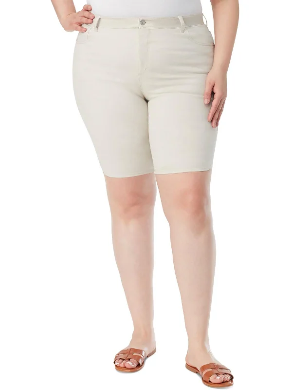 Plus Womens Slimming High Rise Bermuda Shorts