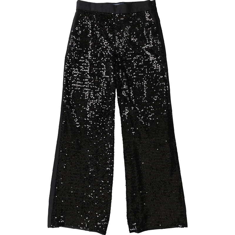 French Connection Womens Sequin Casual Trouser Pants, Black, 8