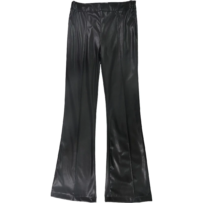 Princess Polly Womens Faux Leather Flared Casual Trouser Pants, Black, 6