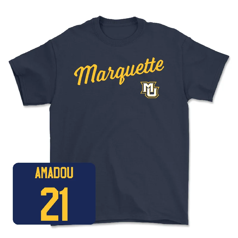 Navy Men's Basketball Script Tee - Alassane Amadou