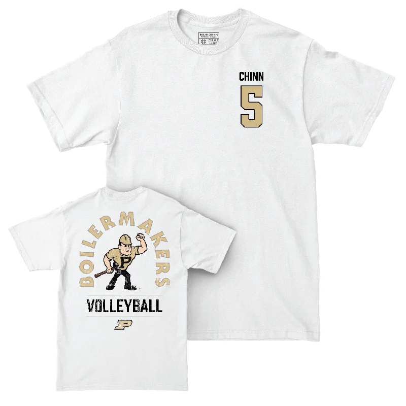 Women's Volleyball White Mascot Comfort Colors Tee - Maddy Chinn | #5