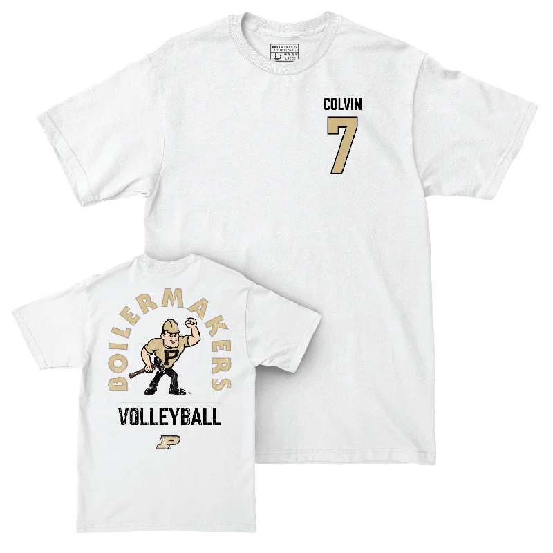 Women's Volleyball White Mascot Comfort Colors Tee - Raven Colvin | #7