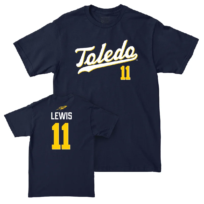 Toledo Men's Basketball Navy Script Tee - Samuel Lewis | #11