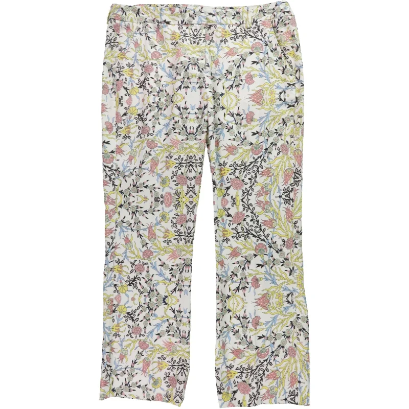 MaxMara Womens Floral Casual Wide Leg Pants, White, 10