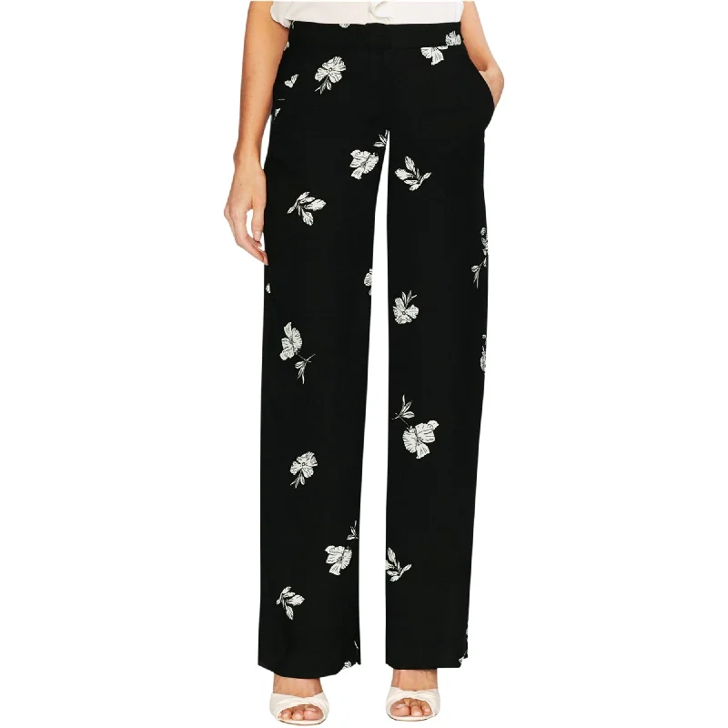 Vince Camuto Womens Tossed Flowers Casual Wide Leg Pants, Black, 6