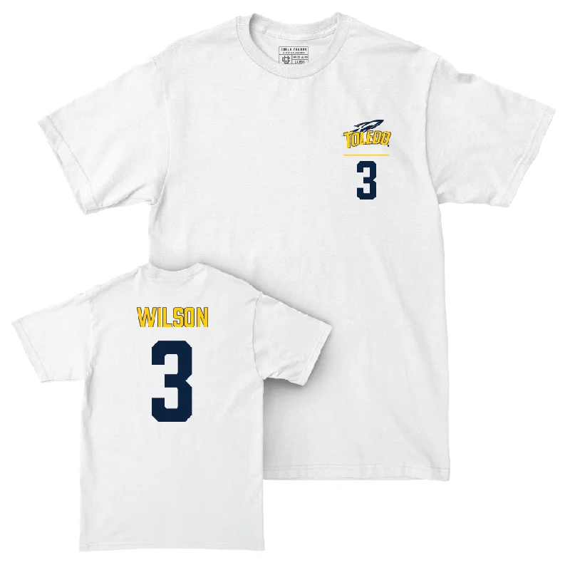 Toledo Men's Basketball White Logo Comfort Colors Tee - Sonny Wilson | #3