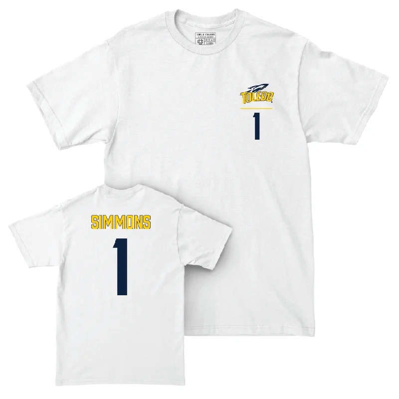 Toledo Men's Basketball White Logo Comfort Colors Tee - Javan Simmons | #1