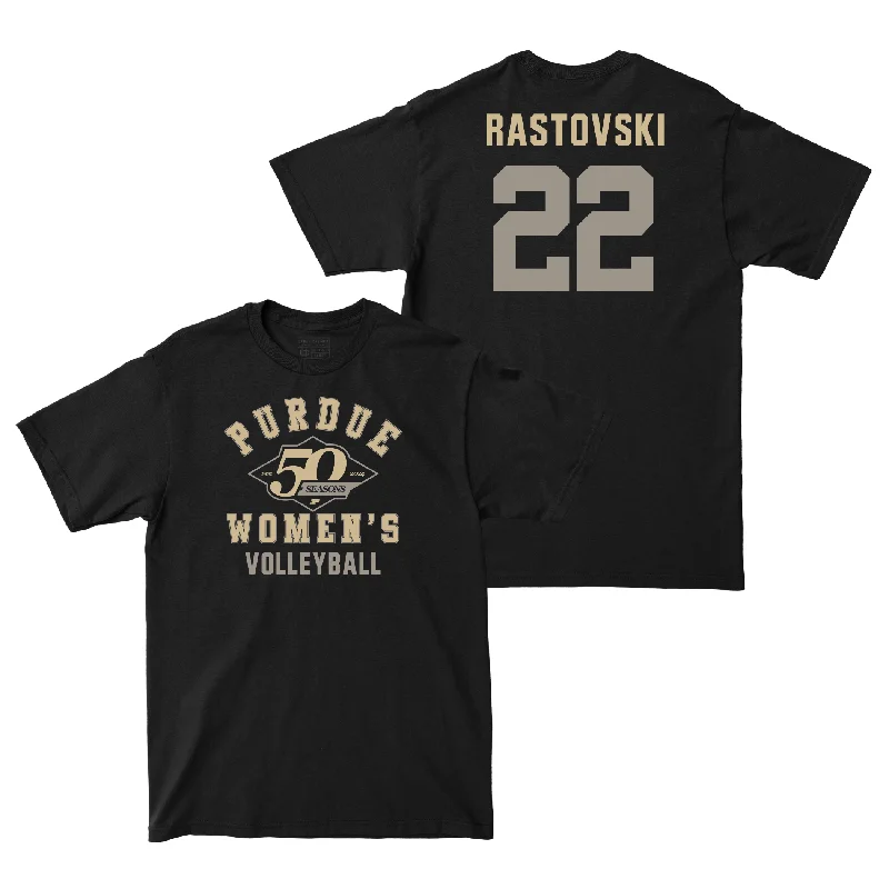 50th Anniversary Women's Volleyball Diamond Black Tee - Emily Rastovski | #22