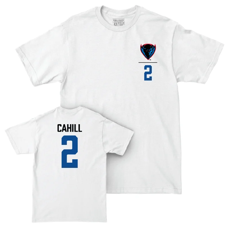 DePaul Women's Volleyball White Logo Comfort Colors Tee - Abby Cahill | #2