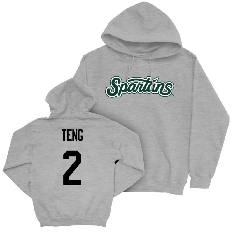 Sport Grey Men's Basketball Script Hoodie   - Kur Teng