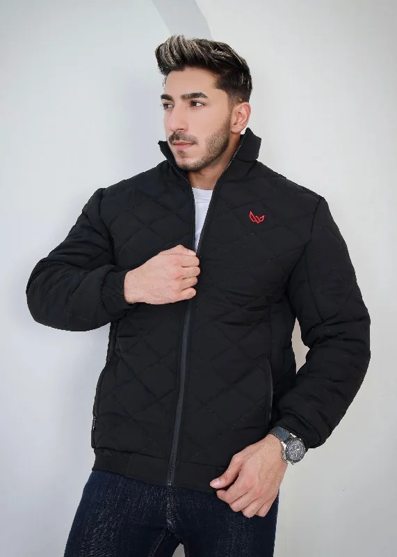 Bomber Quilted Jacket - Black