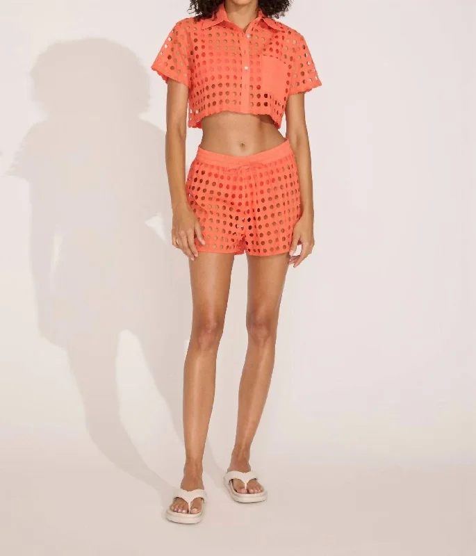 Eyelet Charlie Short In Coral Crush