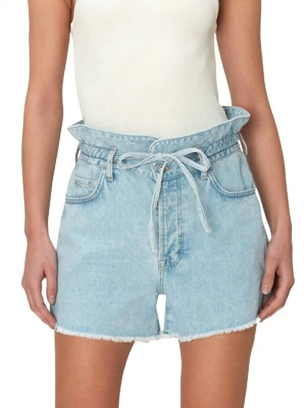 Paperbag Shorts In Tuberose Blue