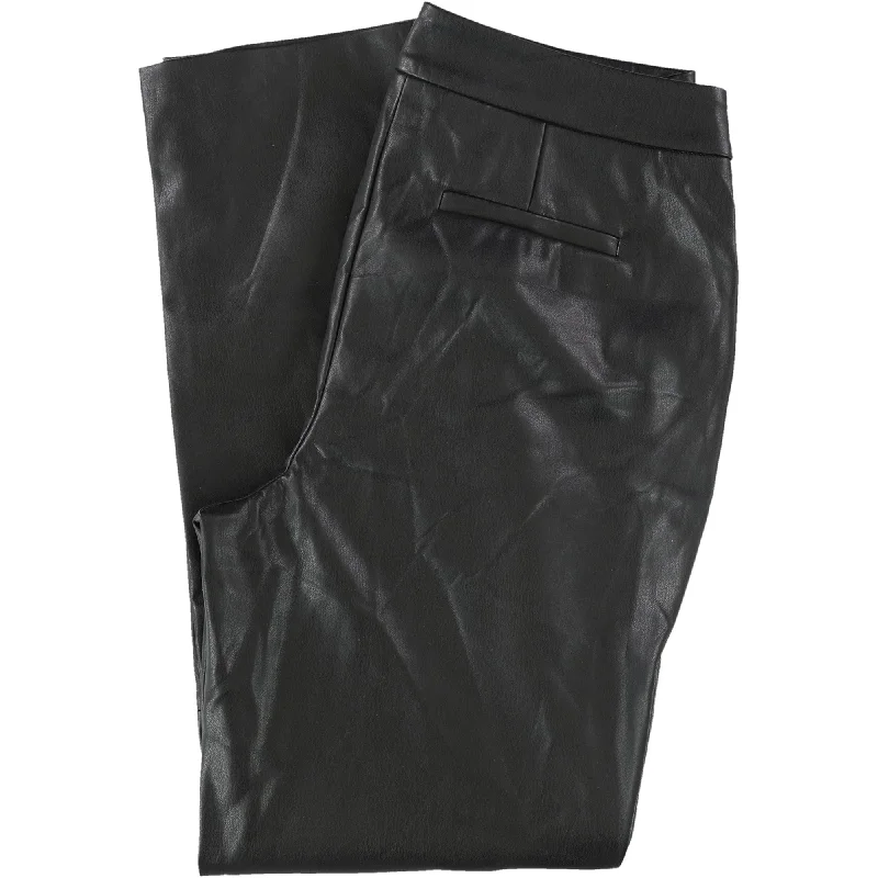 Alfani Womens Faux-Leather Casual Trouser Pants