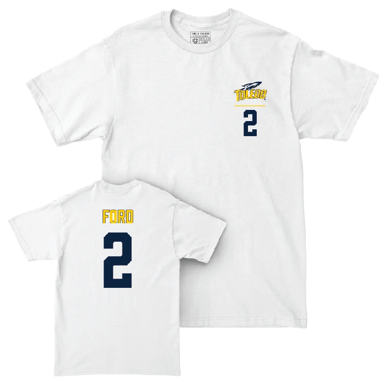 Toledo Men's Basketball White Logo Comfort Colors Tee - Bryce Ford | #2