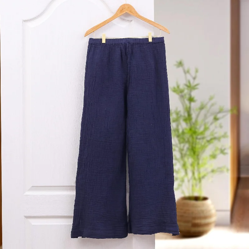 Novica Handmade Out Of Office In Navy Cotton Pants