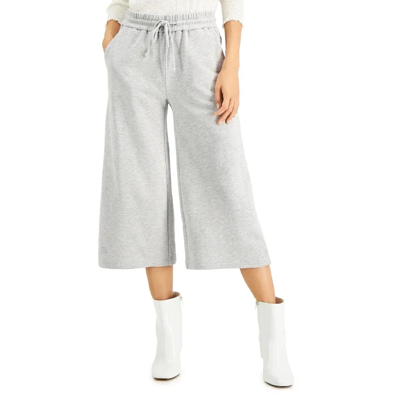 I-N-C Womens Solid Cropped Wide-Leg Casual Sweatpants