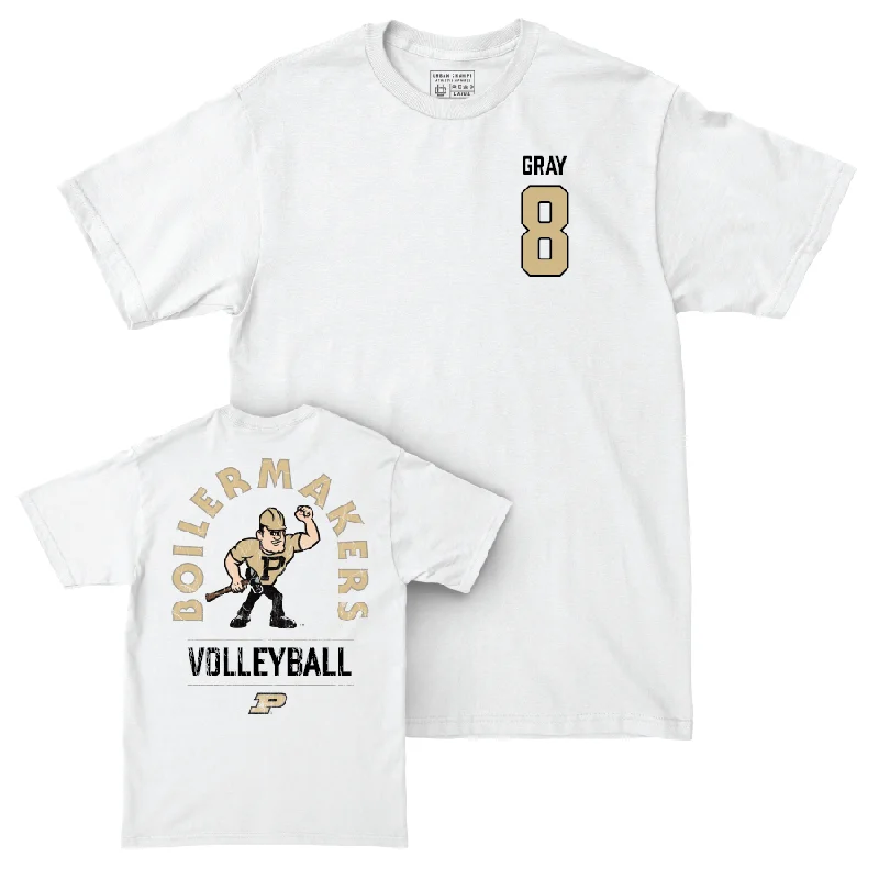 Women's Volleyball White Mascot Comfort Colors Tee   - Raven Gray