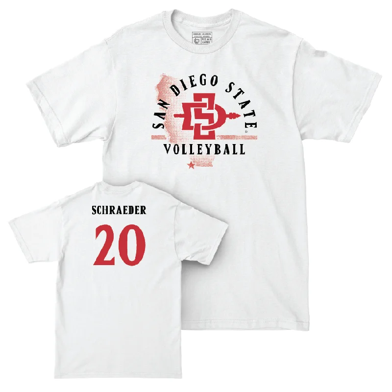 SDSU Women's Volleyball White State Comfort Colors Tee - Elly Schraeder #20