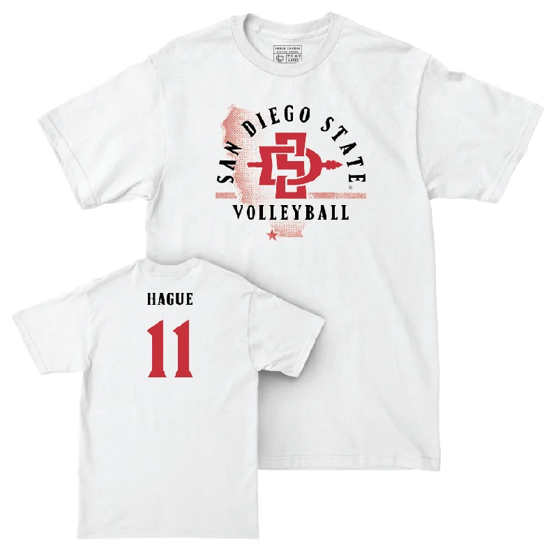 SDSU Women's Volleyball White State Comfort Colors Tee - Campbell Hague #11