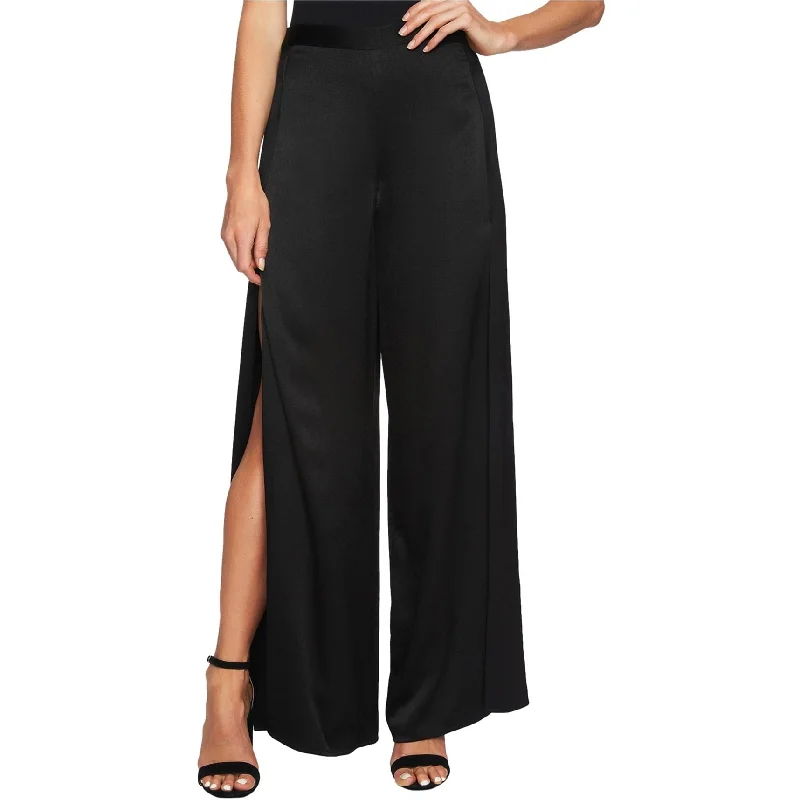 1.STATE Womens Overlapping Casual Wide Leg Pants, Black, 2