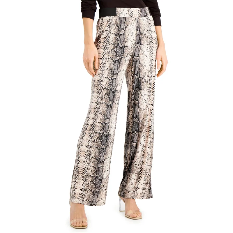 I-N-C Womens Snake Print Casual Wide Leg Pants, Black, Small