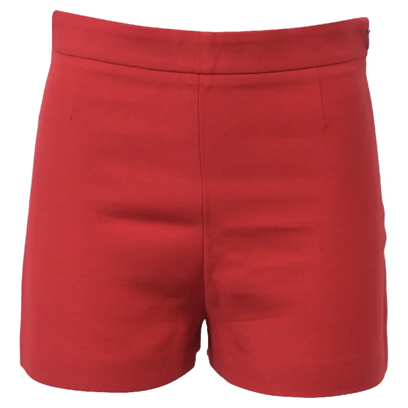 Valentino Garavani High-Waisted Mini Shorts in Red Wool