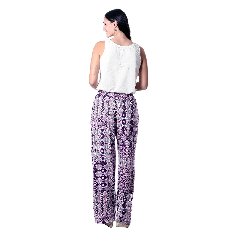 Novica Handmade Meena Bazaar In Purple Viscose Pants