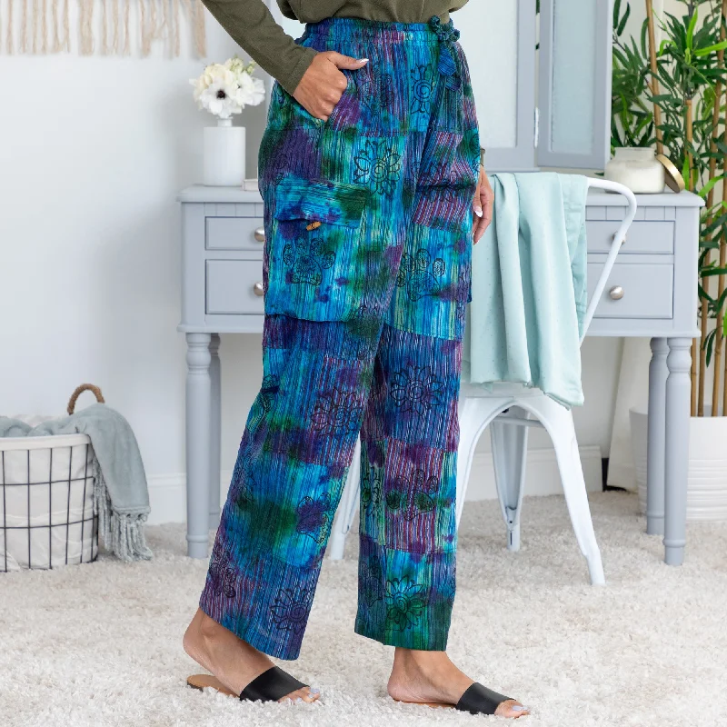 Tie-Dye Patchwork Paw Print Pants