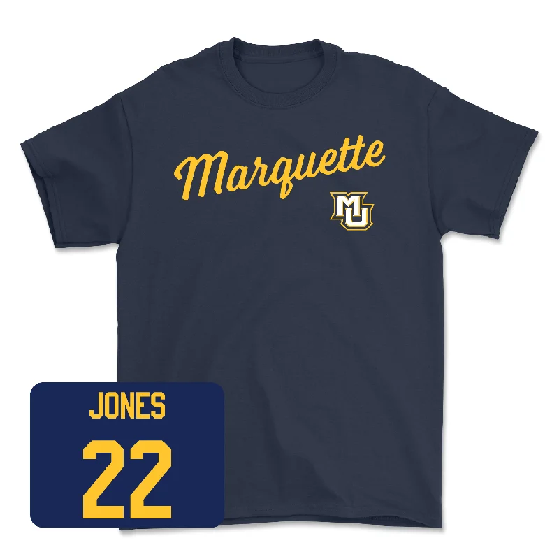 Navy Men's Basketball Script Tee - Sean Jones