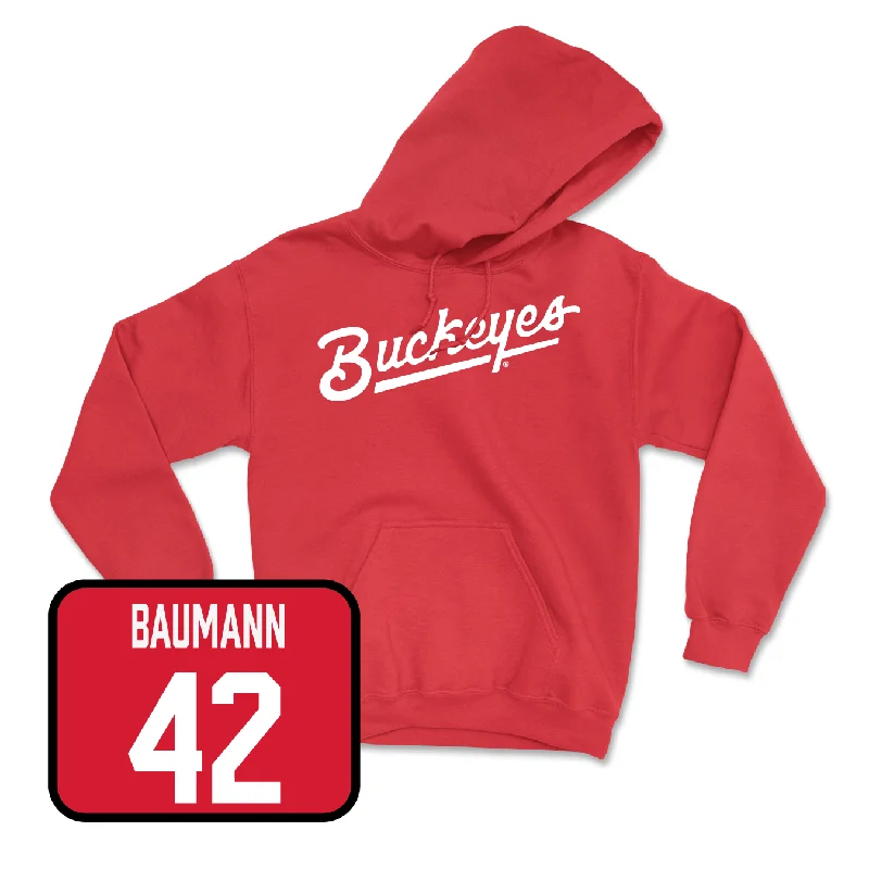 Red Men's Basketball Script Hoodie - Evan Mahaffey