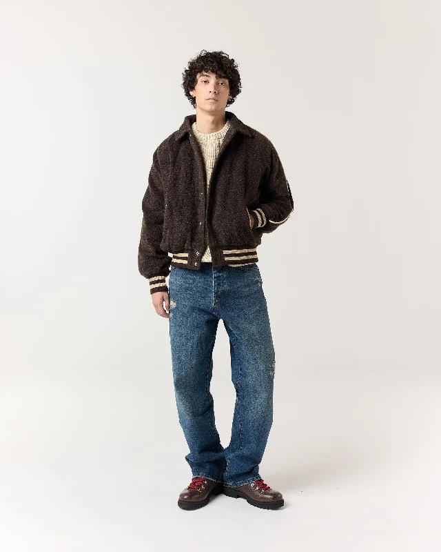 Wool Varsity Jacket - Mocha Brown