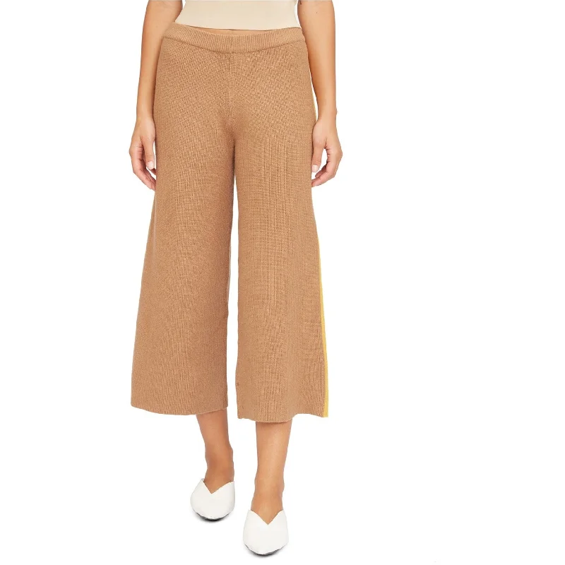 Lucy Paris Womens Wide Leg Casual Cropped Pants, Brown, Medium