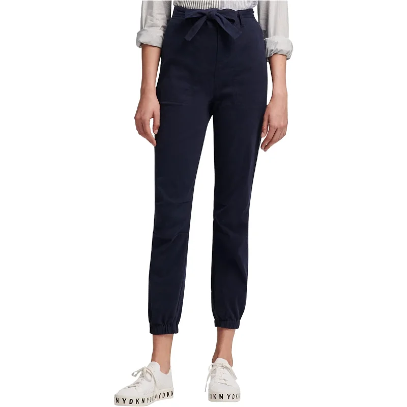 DKNY Womens Belted Pull On Casual Jogger Pants, Blue, 10