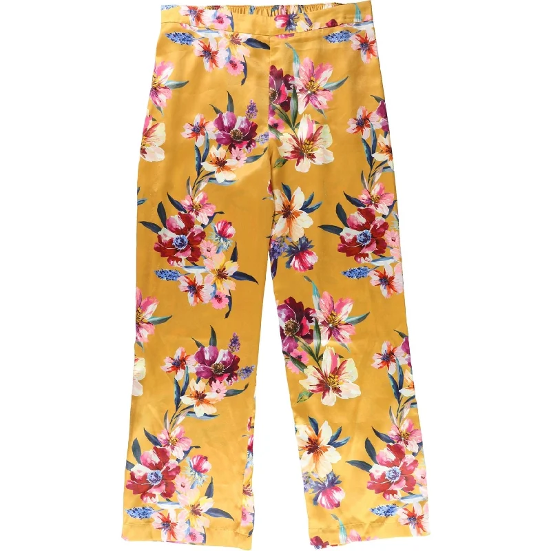 Bar Iii Womens Floral Casual Wide Leg Pants