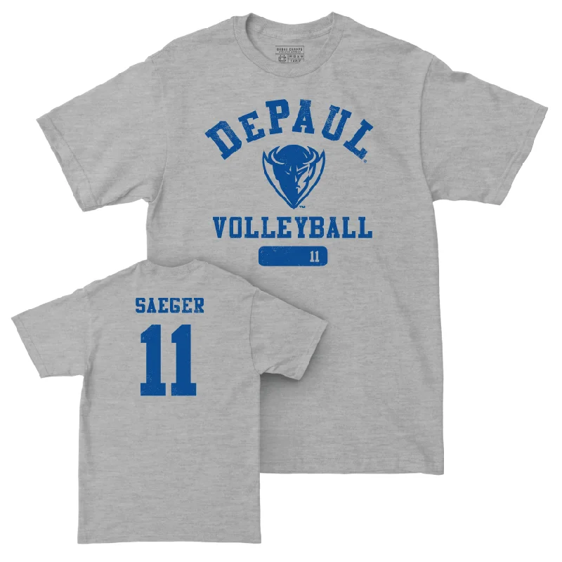 DePaul Women's Volleyball Sport Grey Varsity Tee - Amanda Saeger | #11