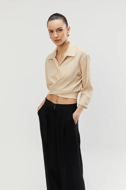 CROPPED SHIRT WITH WRAP TIES