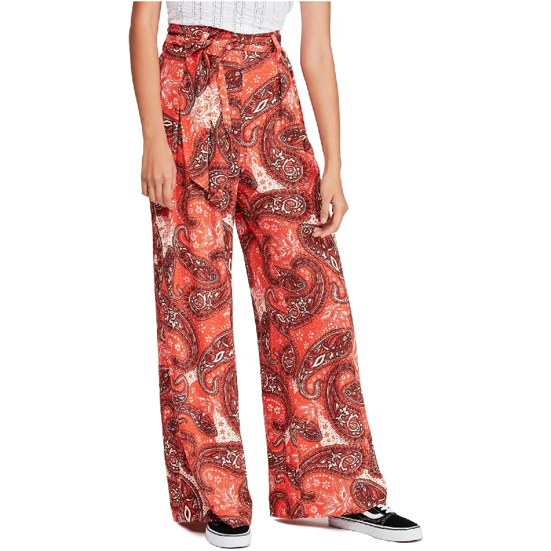 Free People Womens Paisley Casual Wide Leg Pants, Red, X-Small