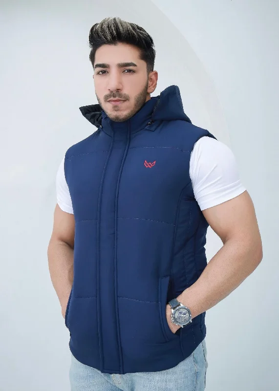 Navy Sleeveless Puffer Jacket