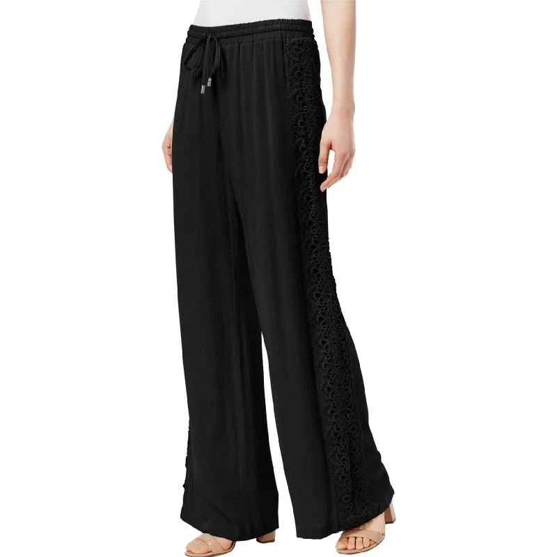 I-N-C Womens Lace-Trim Casual Wide Leg Pants