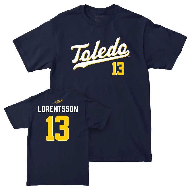 Toledo Men's Basketball Navy Script Tee - André Lorentsson | #13