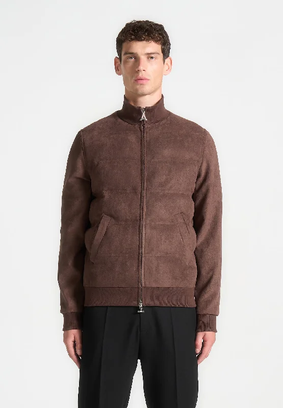 Suede Padded Jacket - Brown