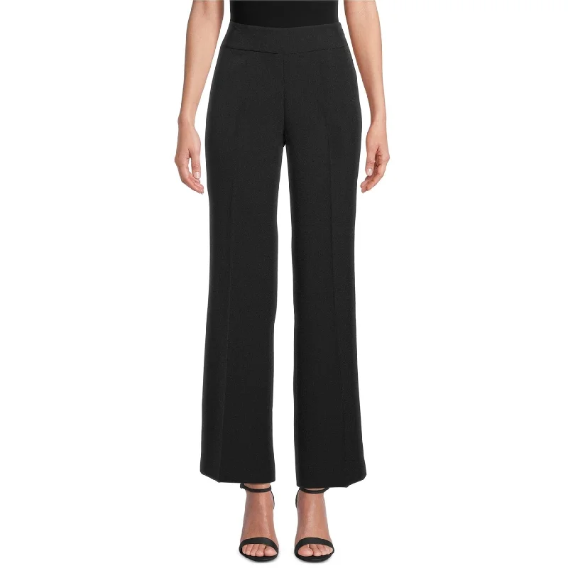 Kasper Womens Crepe Side-Zip Casual Wide Leg Pants, Black, 10