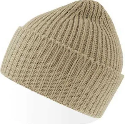 Atlantis Headwear Oak - Sustainable Chunky Rib Knit Beanie - Light Beige