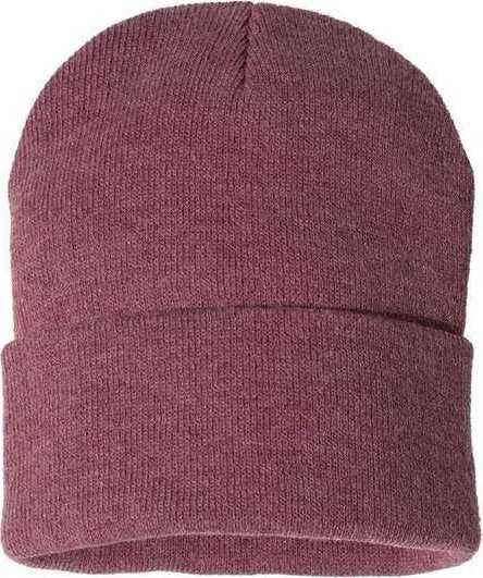 Sportsman SP12 Solid 12" Cuffed Beanie - Heather Cardinal